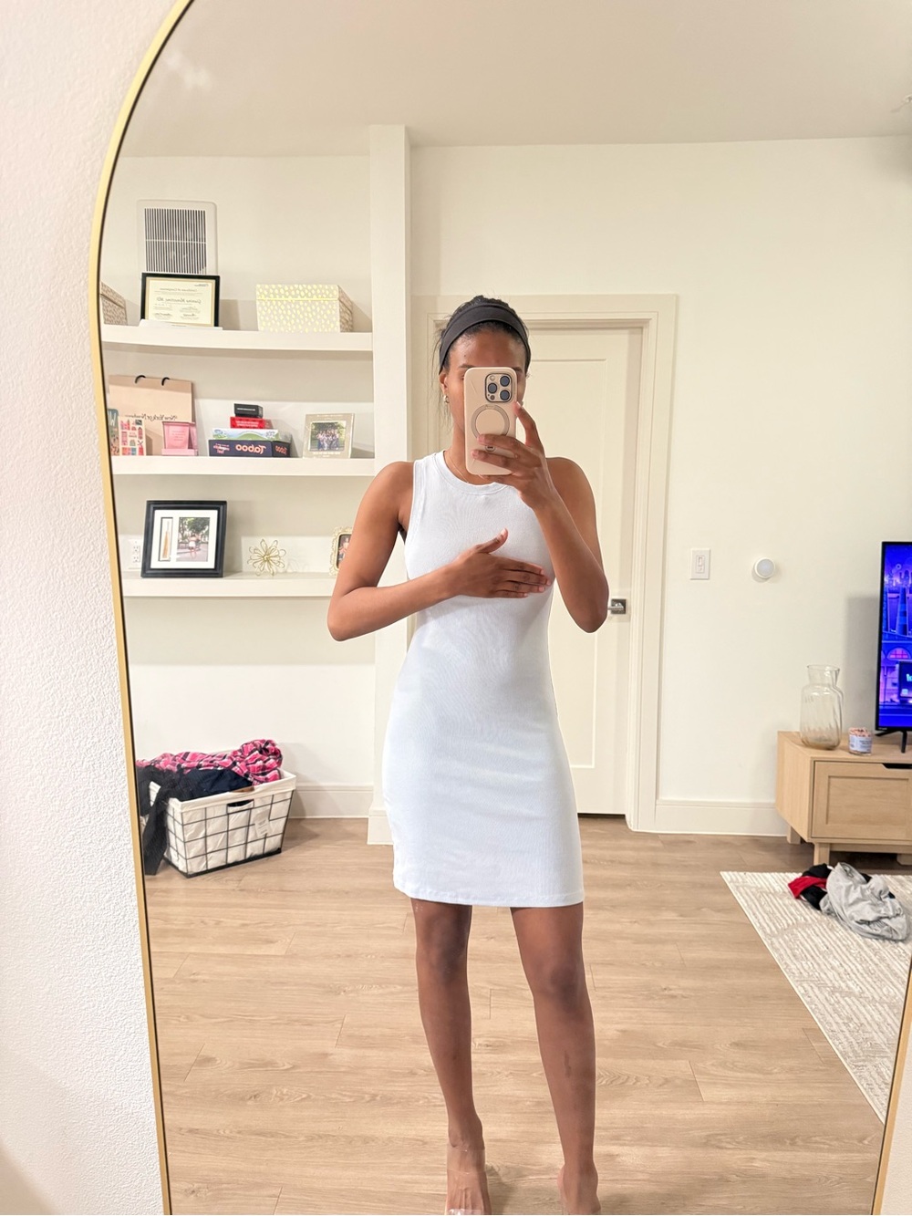Aritzia Wilfred Light Blue Ribbed Tank Dress